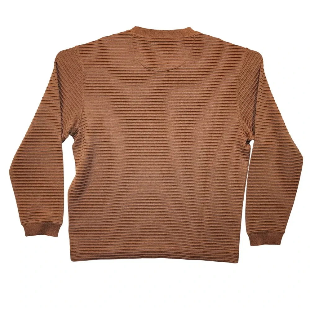 Jhane Barnes Mens XL Silk Blend Ribbed Crewneck‎ Sweater Copper Brown 58122C07
